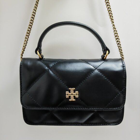 Tory Burch Black Diamond Grid Handheld Shoulder Bag